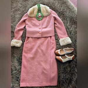 Collectif Pink Blazer with Faux Fur Trim